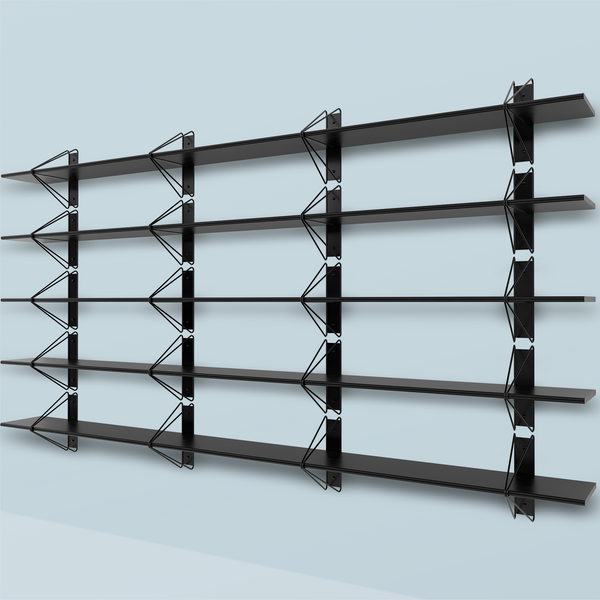 Strut Shelving System, Floor Model - 3 Shelves, Short, Black