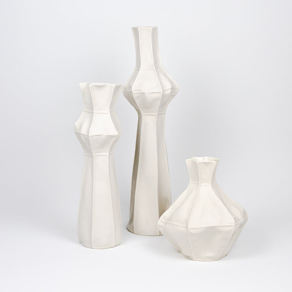 Kawa Set of 3 Luft Tanaka porcelain ceramic vases