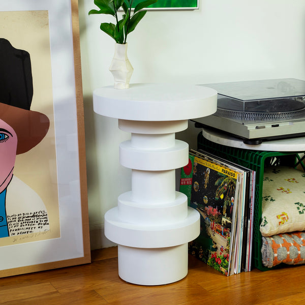 Sass Side Table, Tall, White