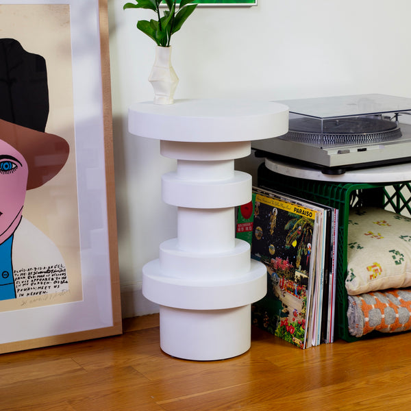 Sass Side Table, Tall, White