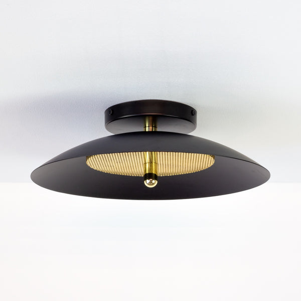 Signal Flush Mount, Black & Brass