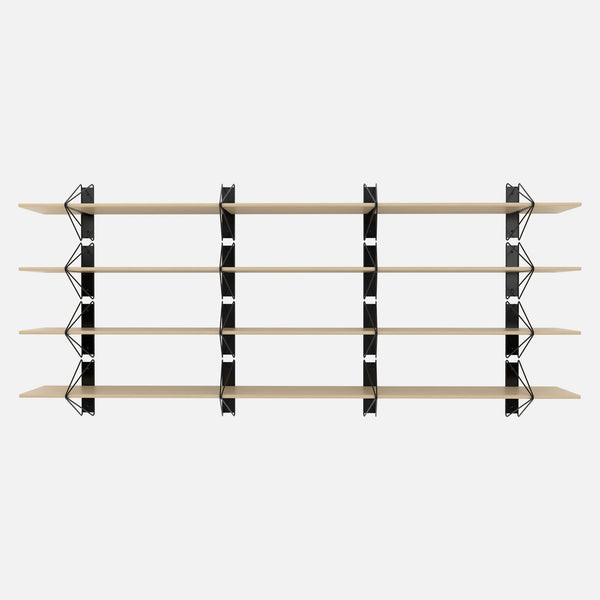Strut Shelving System, Long, Black & Maple