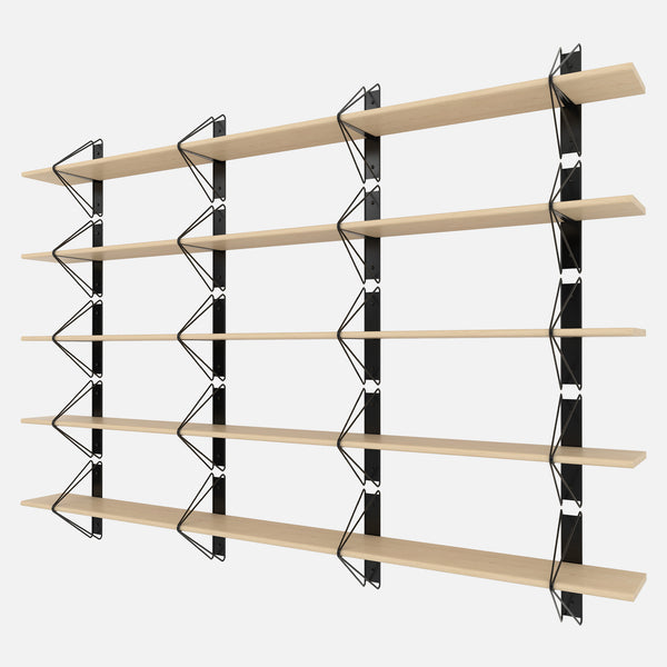 Strut Shelving System, Long, Black & Maple