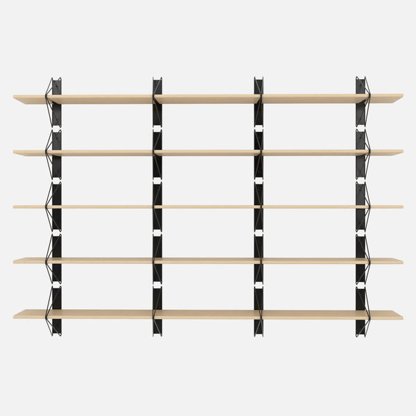 Strut Shelving System, Long, Black & Maple