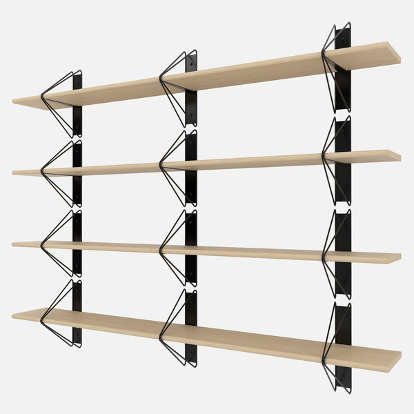 Strut Shelving System, Medium, Black & Maple