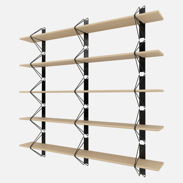 Strut Shelving System, Medium, Black & Maple