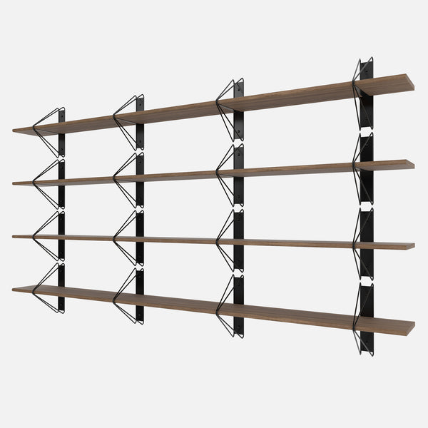 Strut Shelving System, Long, Black & Walnut