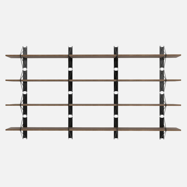 Strut Shelving System, Long, Black & Walnut