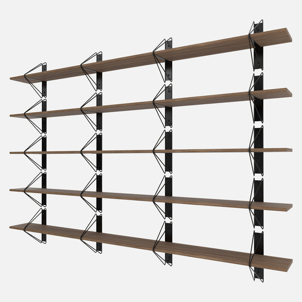 Strut Shelving System, Long, Black & Walnut