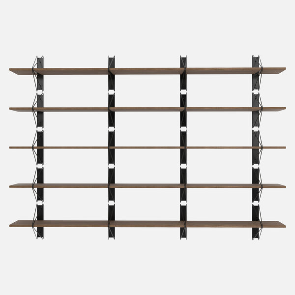 Strut Shelving System, Long, Black & Walnut