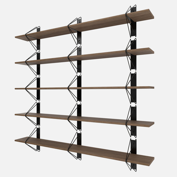 Strut Shelving System, Medium, Black & Walnut