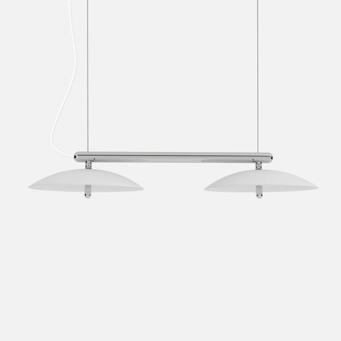 Signal Linear Pendant Light, Short, White & Nickel, Floor Model