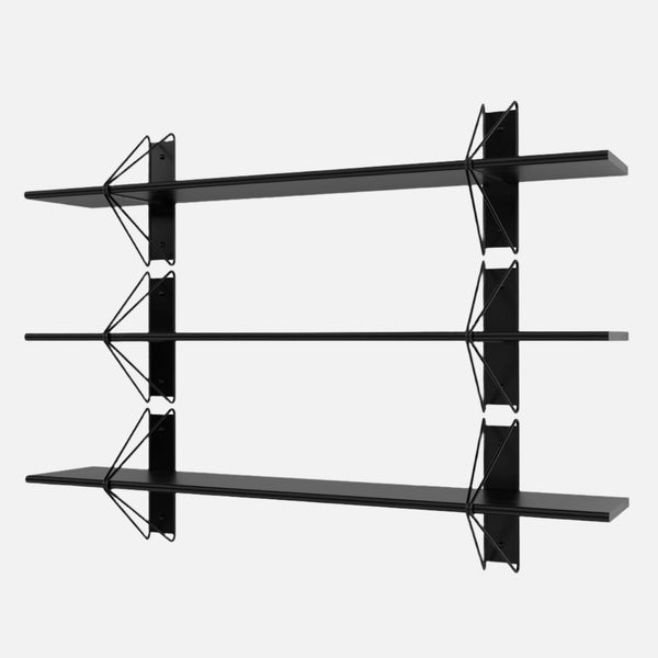 Strut Shelving System, Floor Model - 3 Shelves, Short, Black