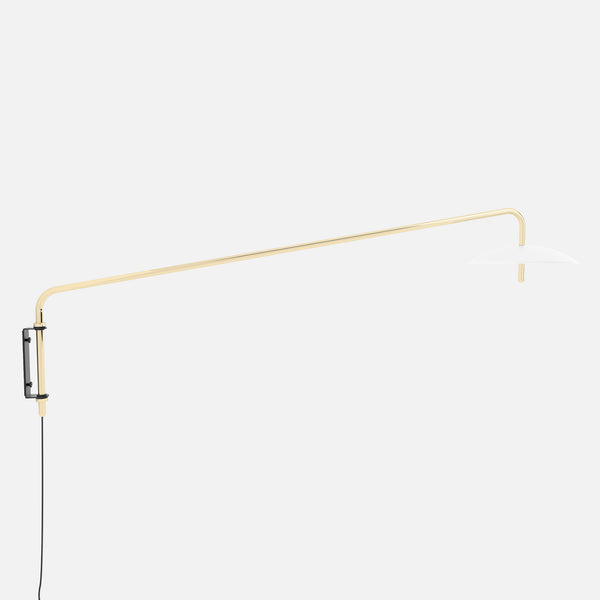 Signal Arm Sconce, Long, White & Brass