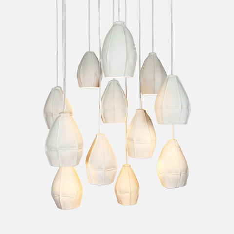 Kawa Porcelain Pendant Light, Cluster of 12