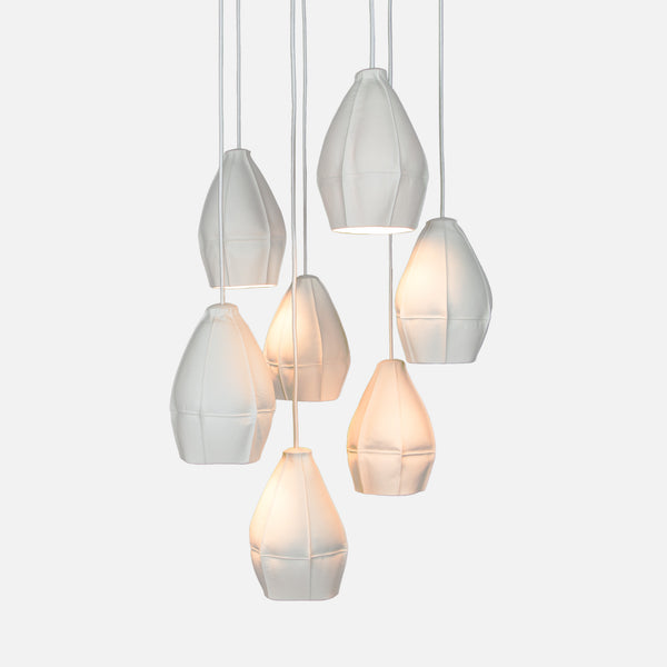 Kawa Porcelain Pendant Light, Cluster of 7
