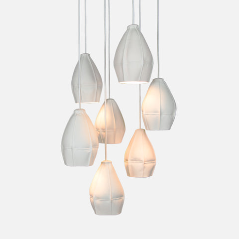 Kawa Porcelain Pendant Light, Cluster of 7