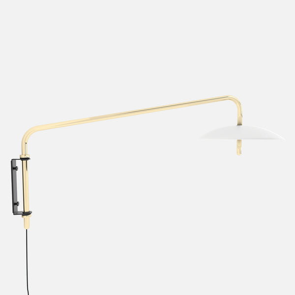 Signal Arm Sconce, Short, White & Brass
