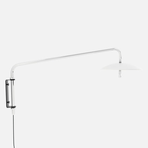 Signal Arm Sconce, Short, White & Nickel