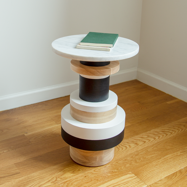Sass Side Table, Marble Top, 20in tall