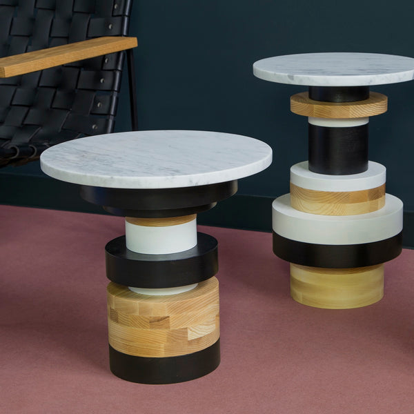 Sass Side Table, Marble Top, 16in tall