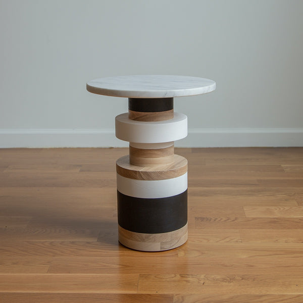 Sass Side Table, Marble Top, 18in tall