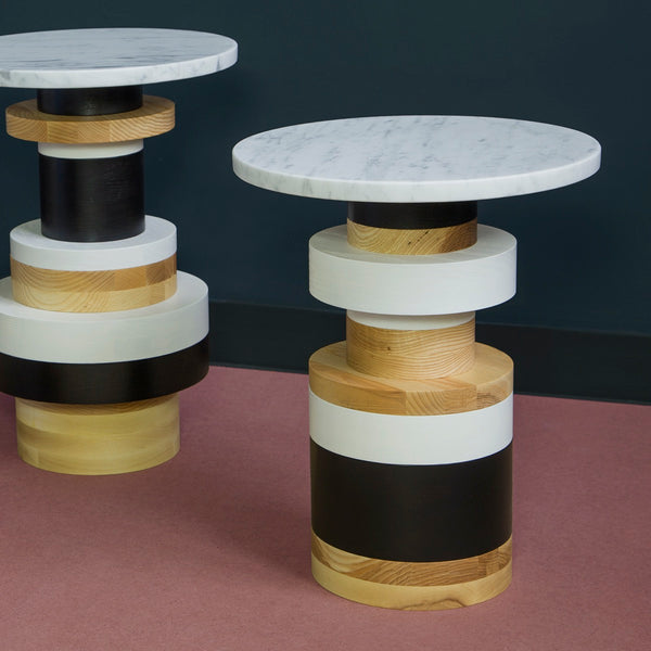 Sass Side Table, Marble Top, 18in tall