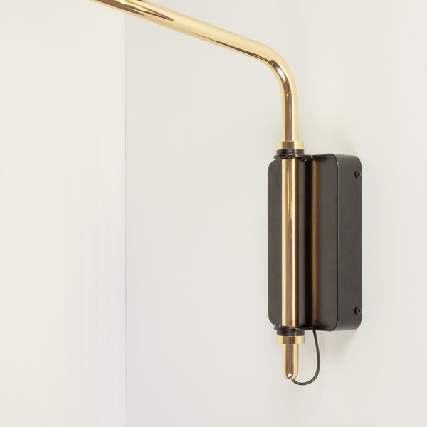 Signal Arm Sconce, Long, Black & Brass