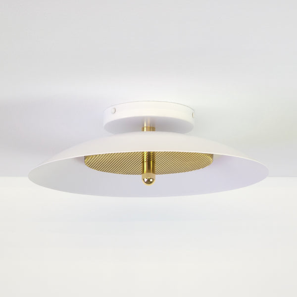Signal Flush Mount, White & Brass
