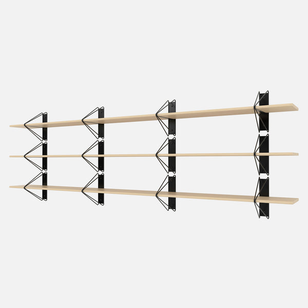 Strut Shelving System, Long, Black & Maple