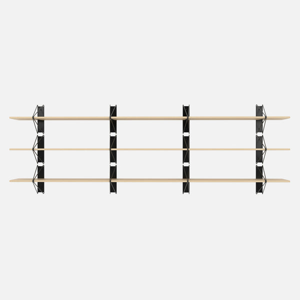 Strut Shelving System, Long, Black & Maple