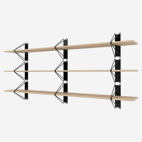 Strut Shelving System, Medium, Black & Maple