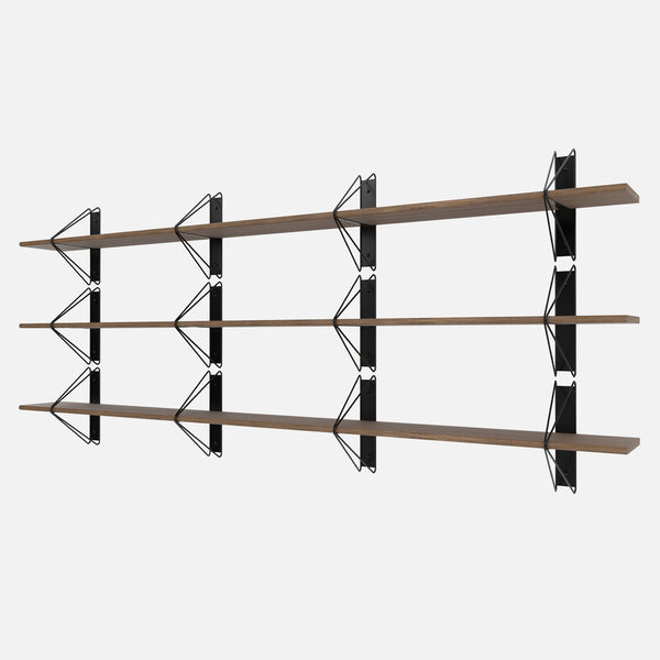 Strut Shelving System, Long, Black & Walnut