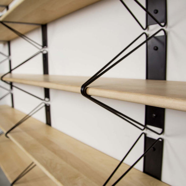 Strut Shelving System, Long, Black & Maple