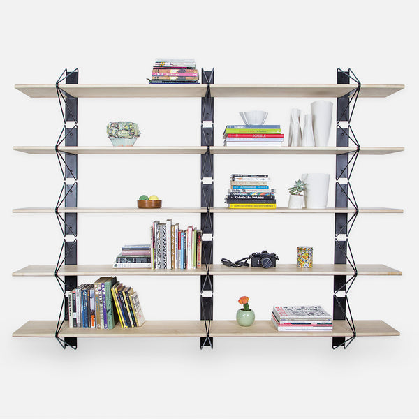 Strut Shelving System, Short, Black & Maple